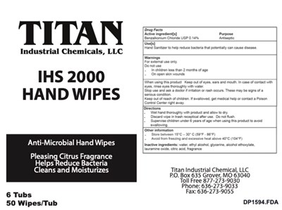 Ihs 2000 Case Label (Dp1594.fda Case Ihs 2000 Hand Wipes Titan)